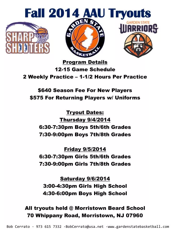 fall 2014 aau tryouts