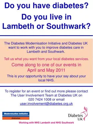 Do you have diabetes? Do you live in Lambeth or Southwark?