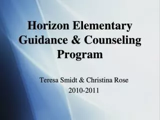 Horizon Elementary Guidance &amp; Counseling Program
