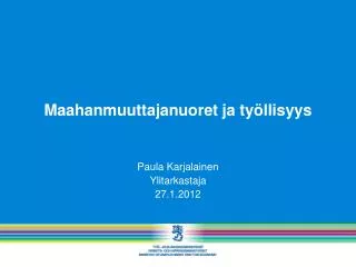 maahanmuuttajanuoret ja ty llisyys