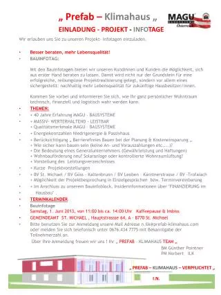 einladung projekt info tage