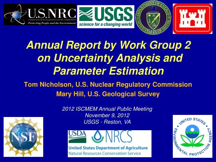 annual report by work group 2 on uncertainty analysis and parameter estimation