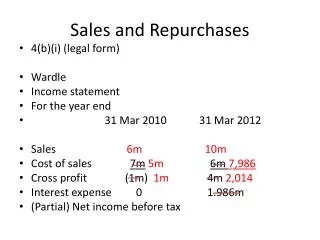 Sales and Repurchases