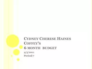 Cydney Cherese Haines Coffey's 6 month budget
