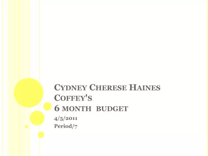 cydney cherese haines coffey s 6 month budget