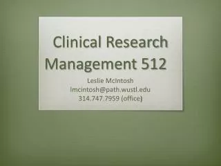 Clinical Research Management 512