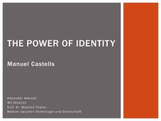 the power of identity manuel castells