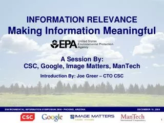 INFORMATION RELEVANCE Making Information Meaningful