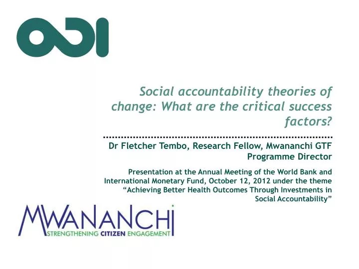 social accountability theories of change what are the critical success factors