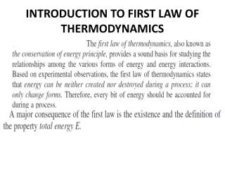 INTRODUCTION TO FIRST LAW OF THERMODYNAMICS