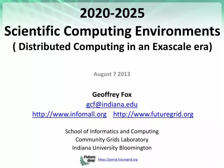 2020 2025 scientific computing environments distributed computing in an exascale era