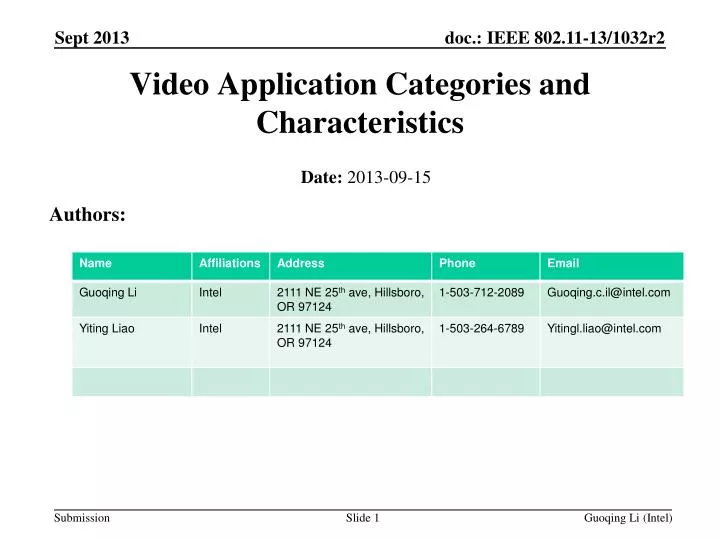 video application categories and characteristics