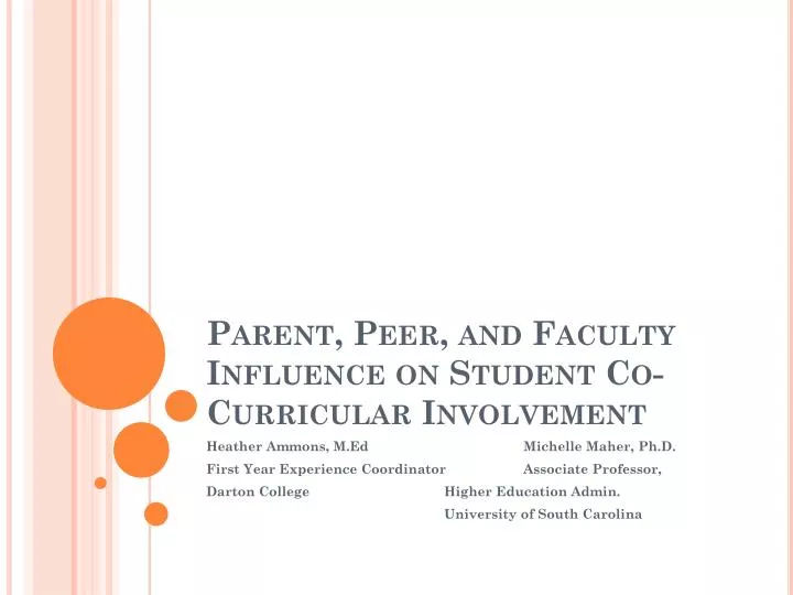 parent peer and faculty influence on student co curricular involvement