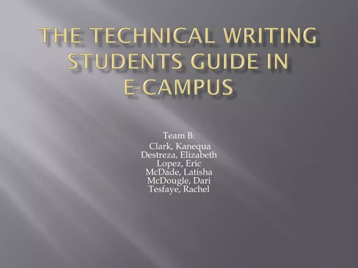 the technical writing students guide in e campus