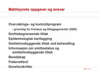 mattilsynets oppgaver og ansvar