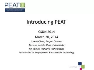 Introducing PEAT