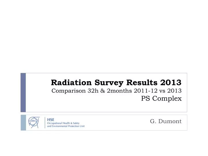 radiation survey results 2013 comparison 32h 2months 2011 12 vs 2013 ps complex