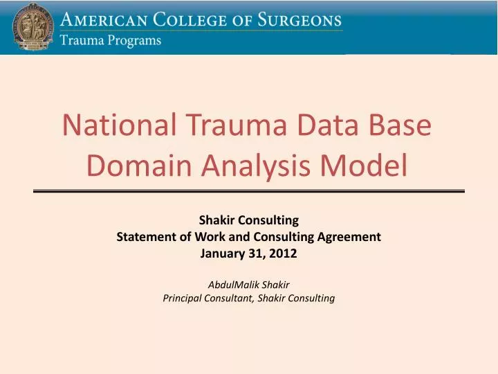 national trauma data base domain analysis model