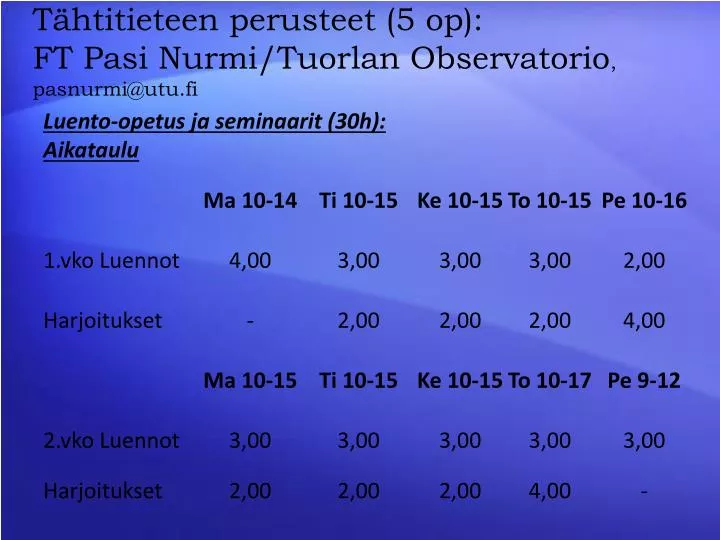 t htitieteen perusteet 5 op ft pasi nurmi tuorlan observatorio pasnurmi@utu fi