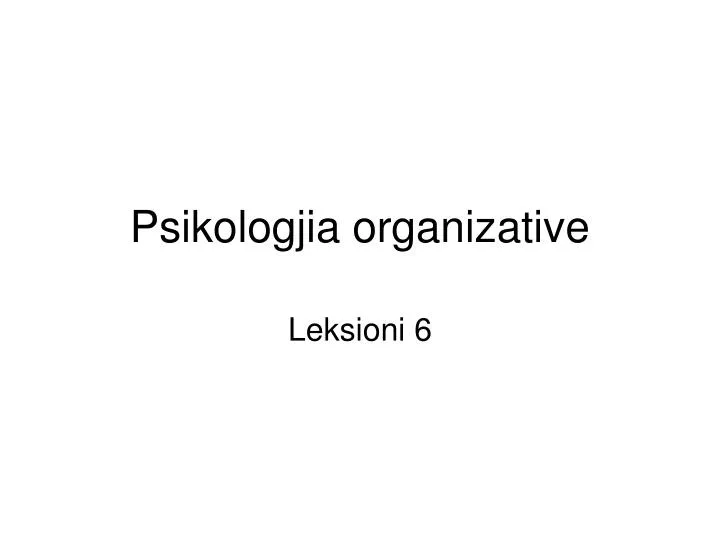 psikologjia organizative