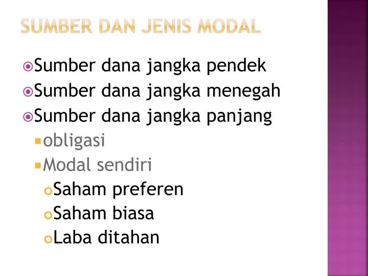 sumber dan jenis modal