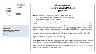 ePlanning Basics: Creating a Project Website (1610-40)