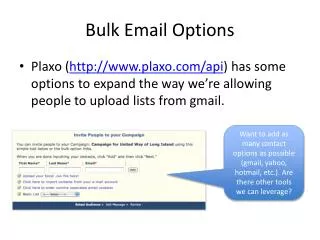 Bulk Email Options