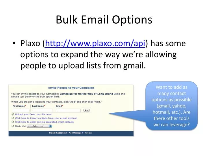 bulk email options