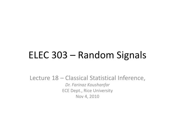 elec 303 random signals