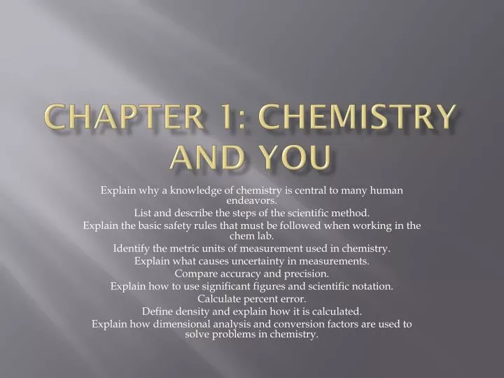 chapter 1 chemistry and you