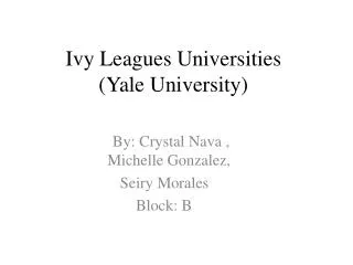 Ivy Leagues Universities (Yale University)