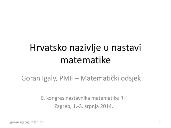 hrvatsko nazivlje u nastavi matematike
