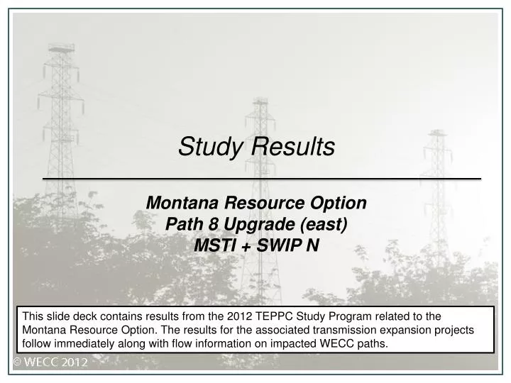 study results montana resource option path 8 upgrade east msti swip n