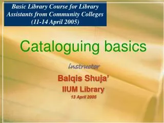 Cataloguing basics