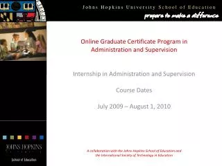 Online Graduate Certificate Program in Administration and Supervision