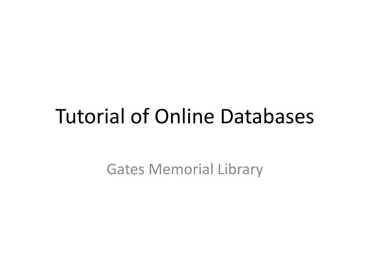 tutorial of online databases