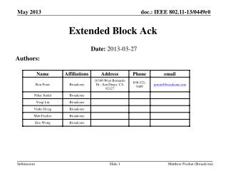 Extended Block Ack