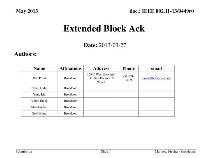 extended block ack