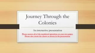 Journey Through the Colonies