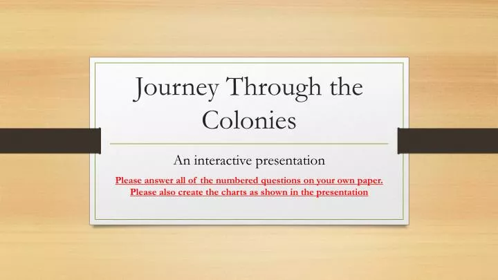 journey through the colonies