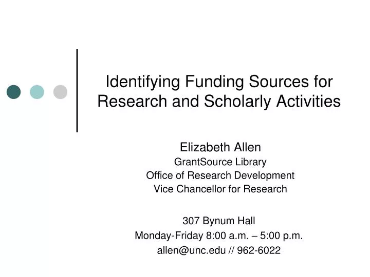 identifying funding sources for research and scholarly activities