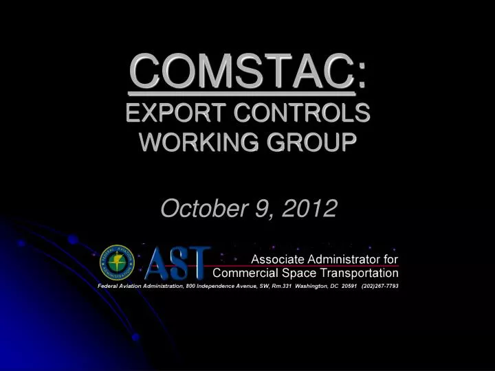 comstac export controls working group october 9 2012