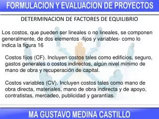 determinacion de factores de equilibrio