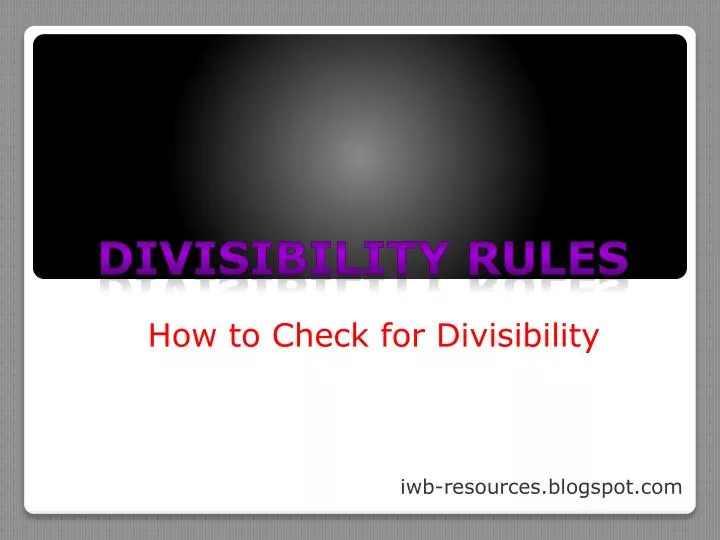 divisibility rules