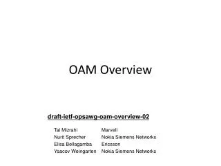 OAM Overview