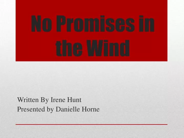no promises in the wind