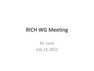 RICH WG Meeting