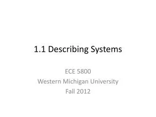 1.1 Describing Systems