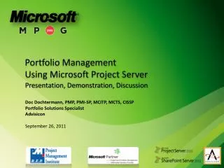 Portfolio Management Using Microsoft Project Server