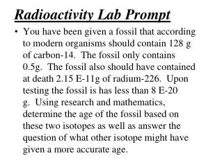 Radioactivity Lab Prompt